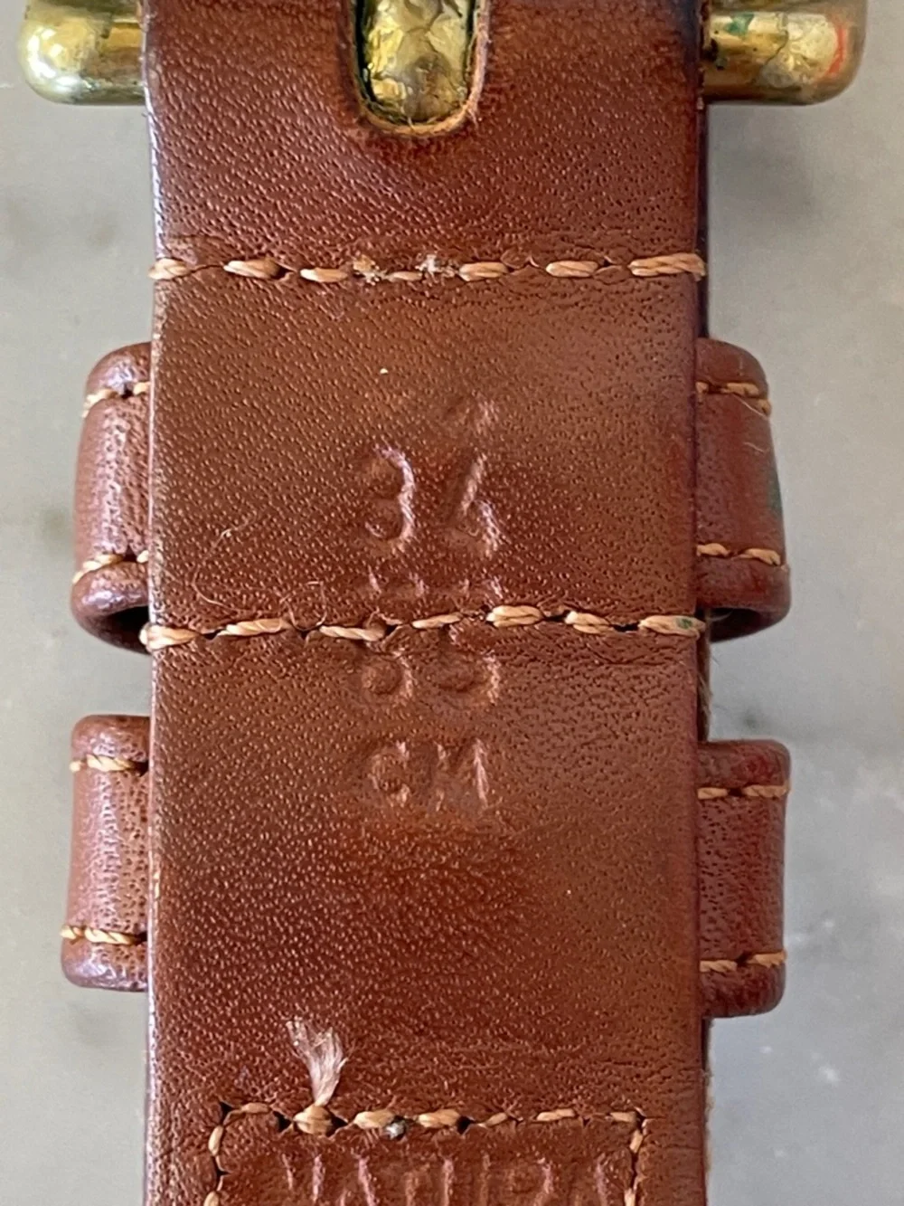 COACH Vintage Red Canvas Belt Brown Leather Trim and Brass Buckle 34